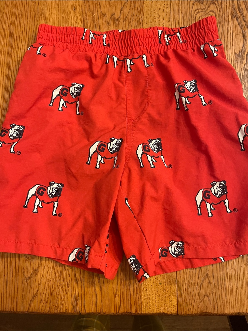 Columbia Red Bulldog Print Kids Swim Trunks